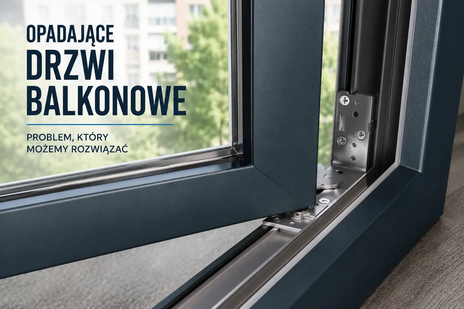 Opadające drzwi balkonowe wymagające regulacji zawiasów