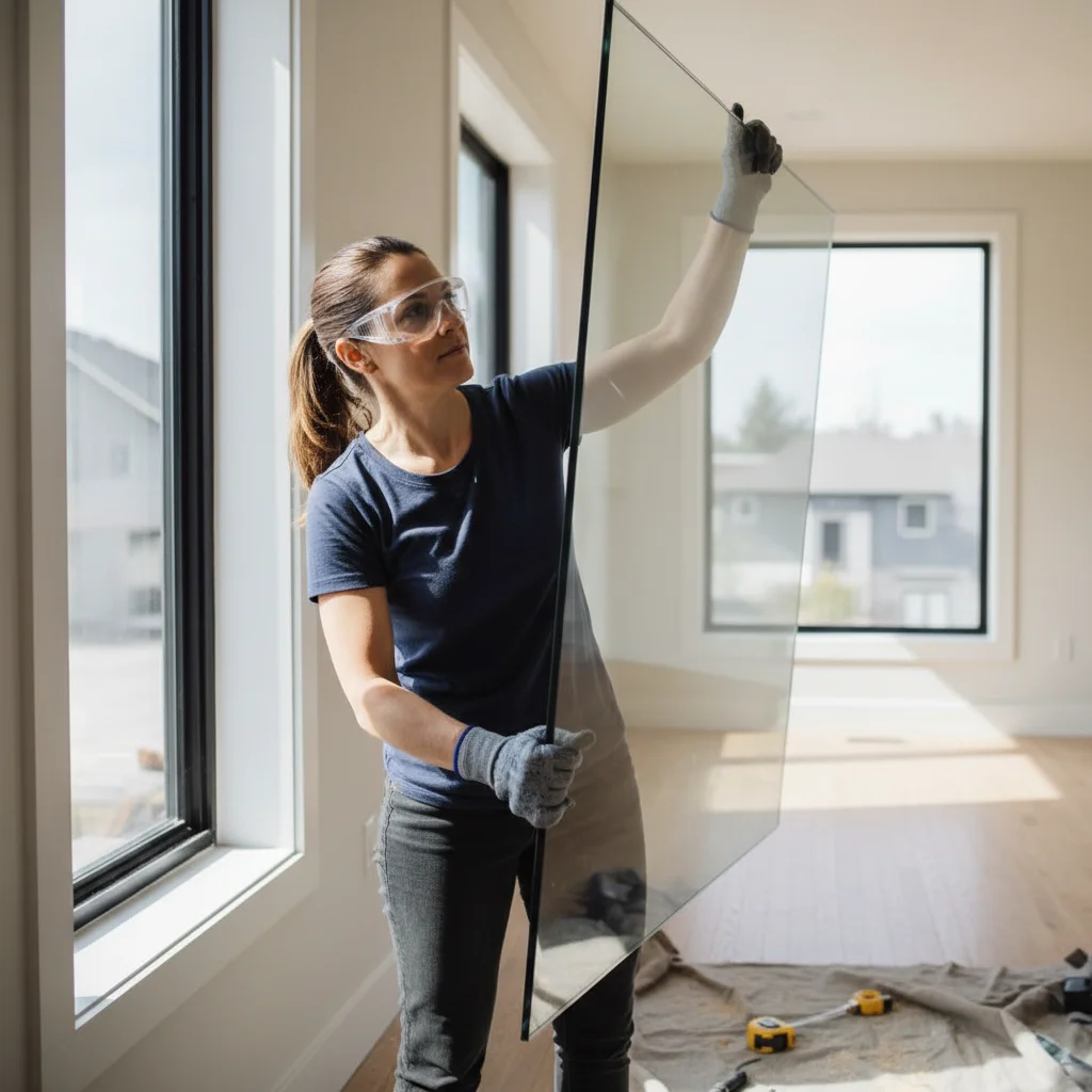 Adjusting a PVC window hinge with a 4mm Allen key