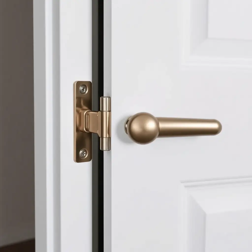 Technician repairing door fittings